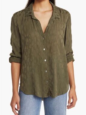 NWT Bella Dahl Olive Green Button-Front Flowy Women's Blouse M